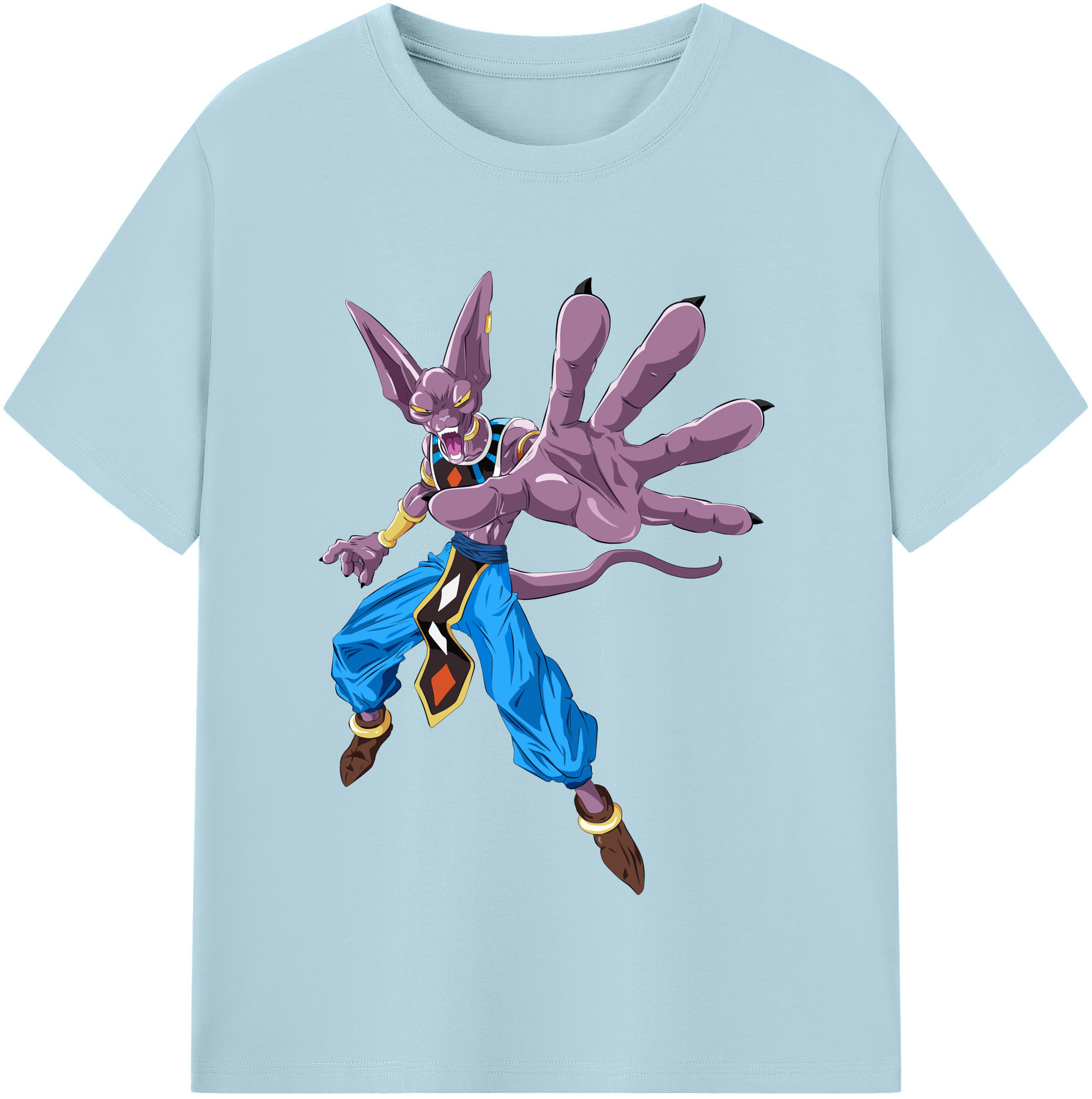 （画像用） ドラゴンボール ビルス 破壊神ビルス DRAGON BALL Beerus Birusu 綿100％半袖Tシャツ（フロントプリント）